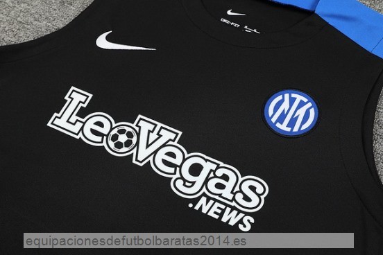 Nuevo Entrenamiento Sin Mangas Conjunto Completo Inter Milan 24/25 Negro Azul Baratas